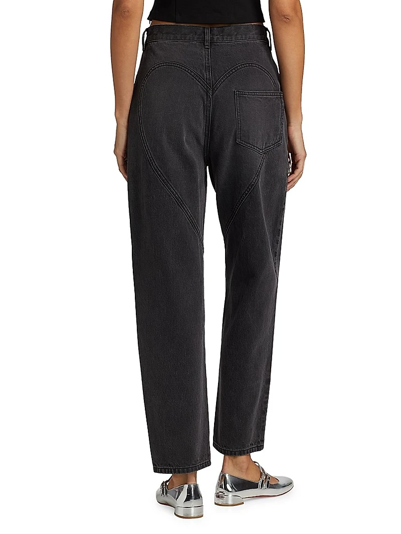 Crystal Slit High-rise Straight-Leg Jeans