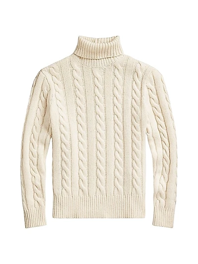 Cable-Knit Wool-Cashmere Turtleneck Sweater