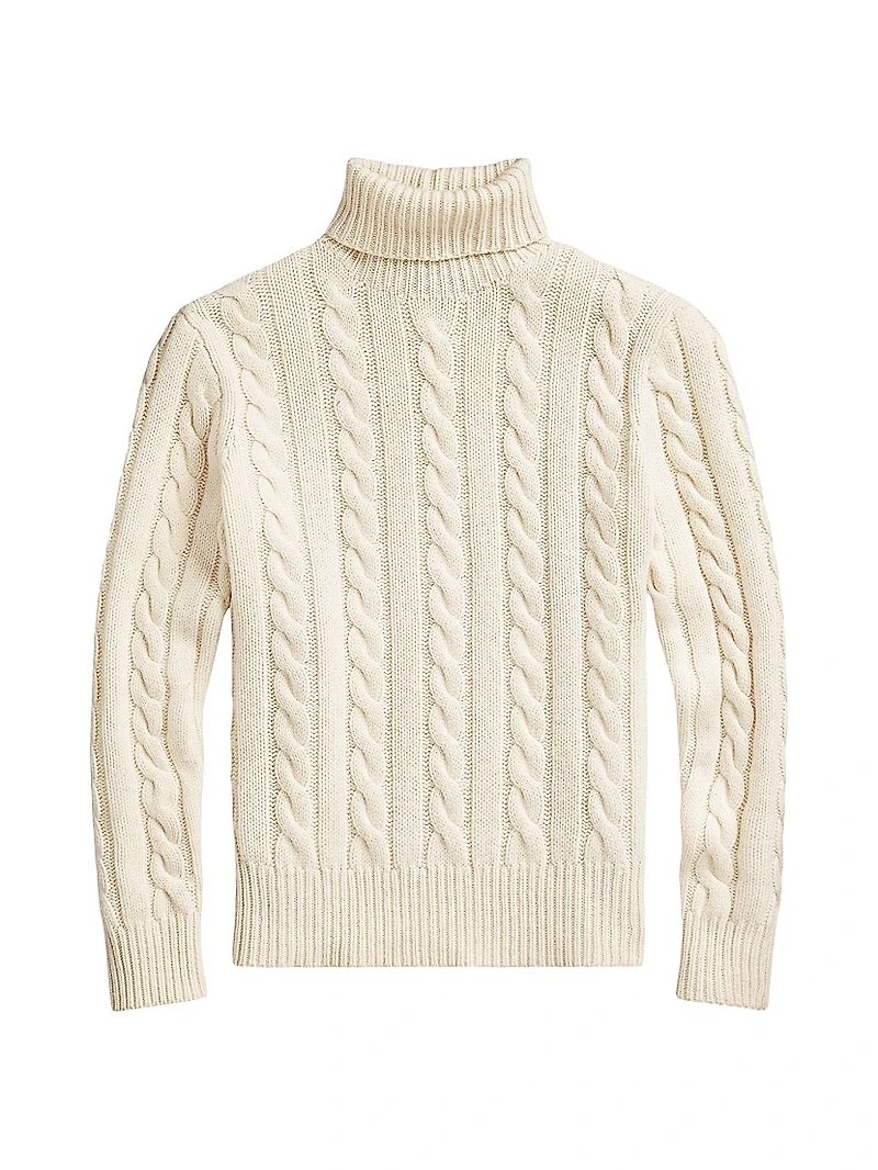 Cable-Knit Wool-Cashmere Turtleneck Sweater