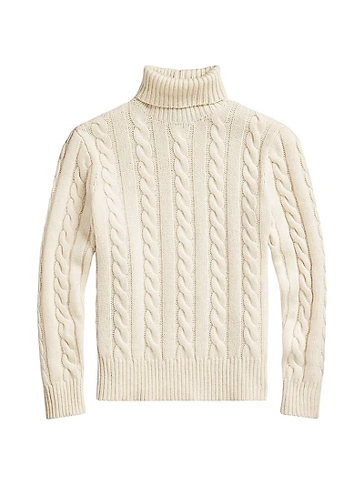 Cable-Knit Wool-Cashmere Turtleneck Sweater