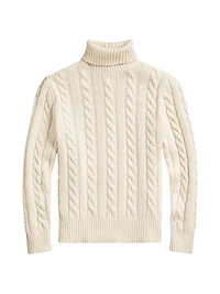 Cable-Knit Wool-Cashmere Turtleneck Sweater