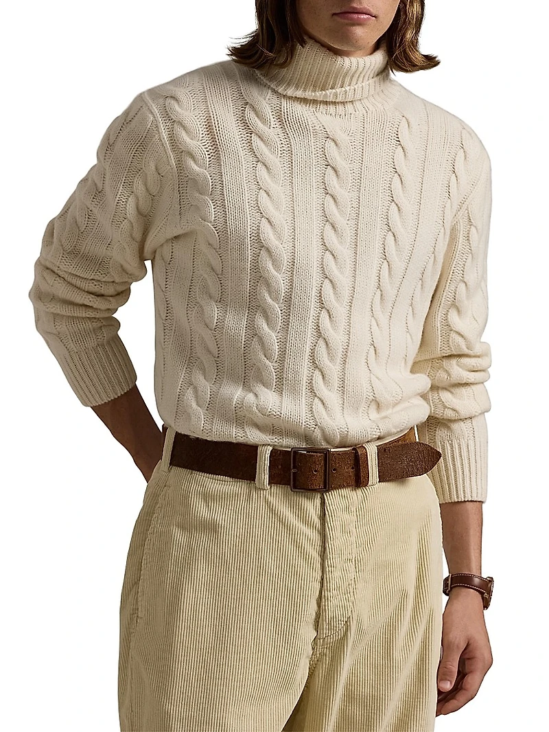 Cable-Knit Wool-Cashmere Turtleneck Sweater