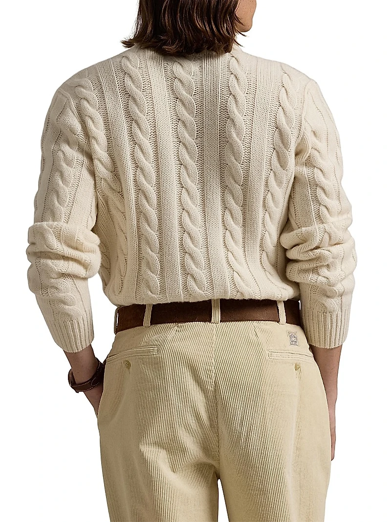 Cable-Knit Wool-Cashmere Turtleneck Sweater