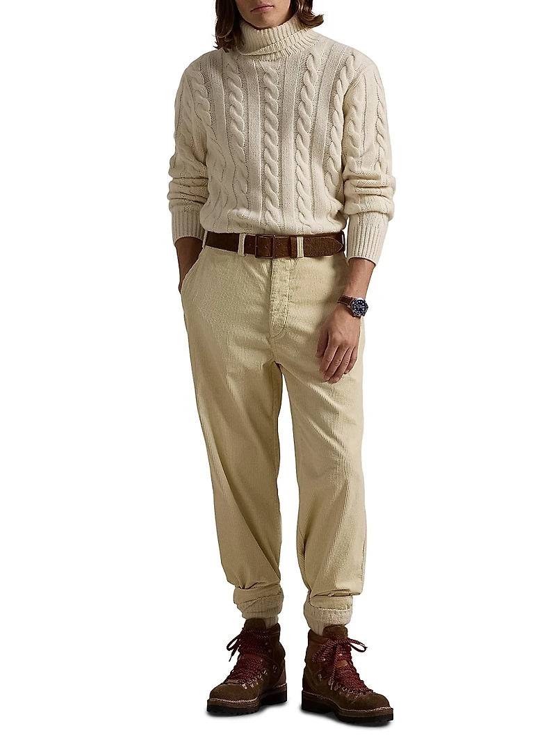 Cable-Knit Wool-Cashmere Turtleneck Sweater