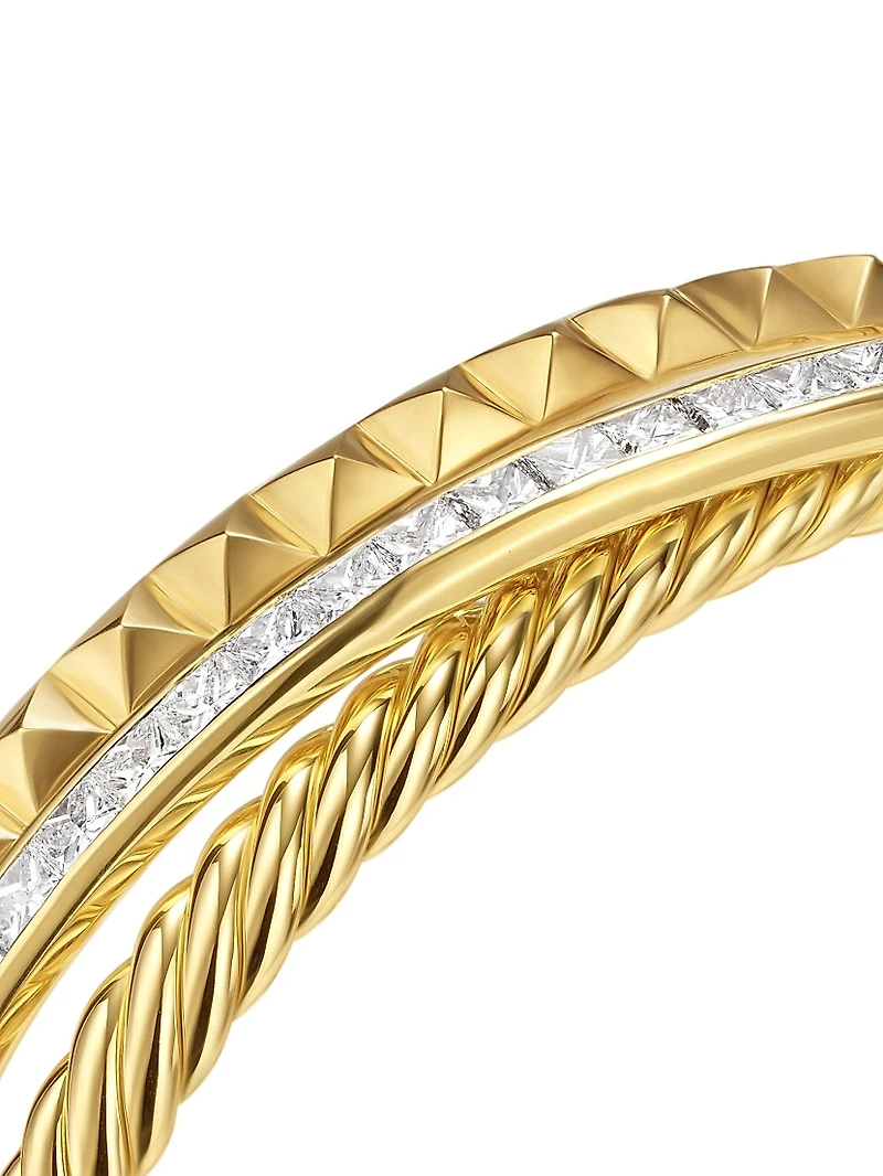 Crossover Three Row Cuff Bracelet 18K Yellow Gold