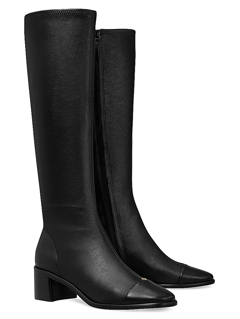 Cap-Toe 55MM Leather Knee-High Boots