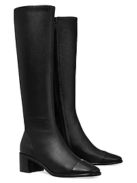 Cap-Toe 55MM Leather Knee-High Boots