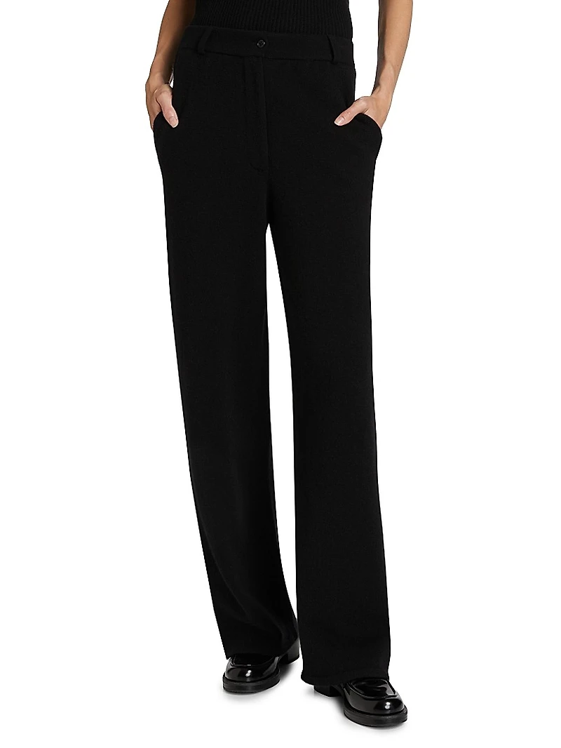 Cashmere Tailored Wide-Leg Pants