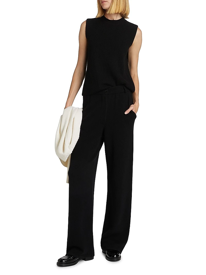 Cashmere Tailored Wide-Leg Pants