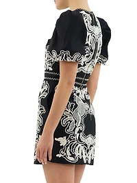 Azera Puff-Sleeve Embroidered Minidress