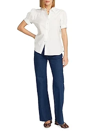 Angie Stretch Cotton Short-Sleeve Shirt