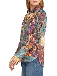 Priscilla Printed Stretch-Cotton Long-Sleeve Shirt