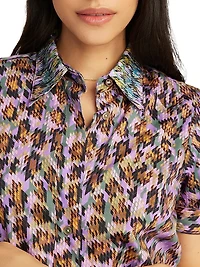 Carolina Leopard Cotton Short-Sleeve Mini-Shirtdress