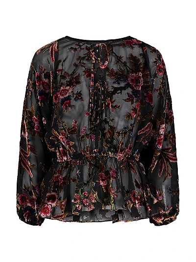 Mazie Floral Velvet Long-Sleeve Shirt