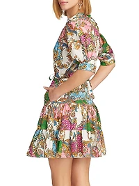 Sydney Paisley Tiered Short-Sleeve Minidress
