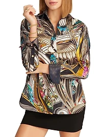 Gilded Crane Cotton Long-Sleeve Shirt