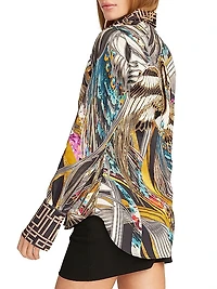 Gilded Crane Cotton Long-Sleeve Shirt