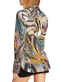Gilded Crane Cotton Long-Sleeve Shirt