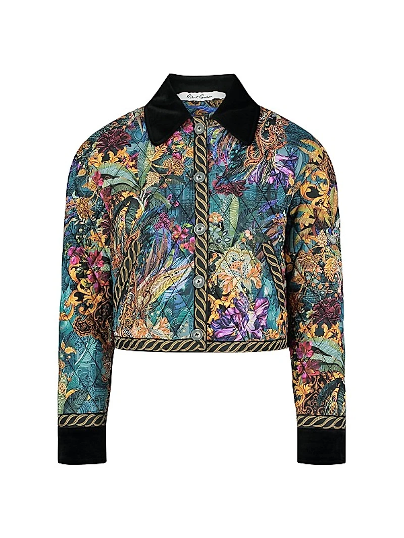 Jessa Floral Quilted Cropped Jacket