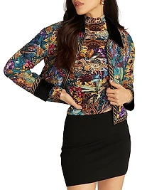 Jessa Floral Quilted Cropped Jacket