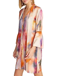 Brenna Abstract Long-Sleeve Mini-Shirtdress