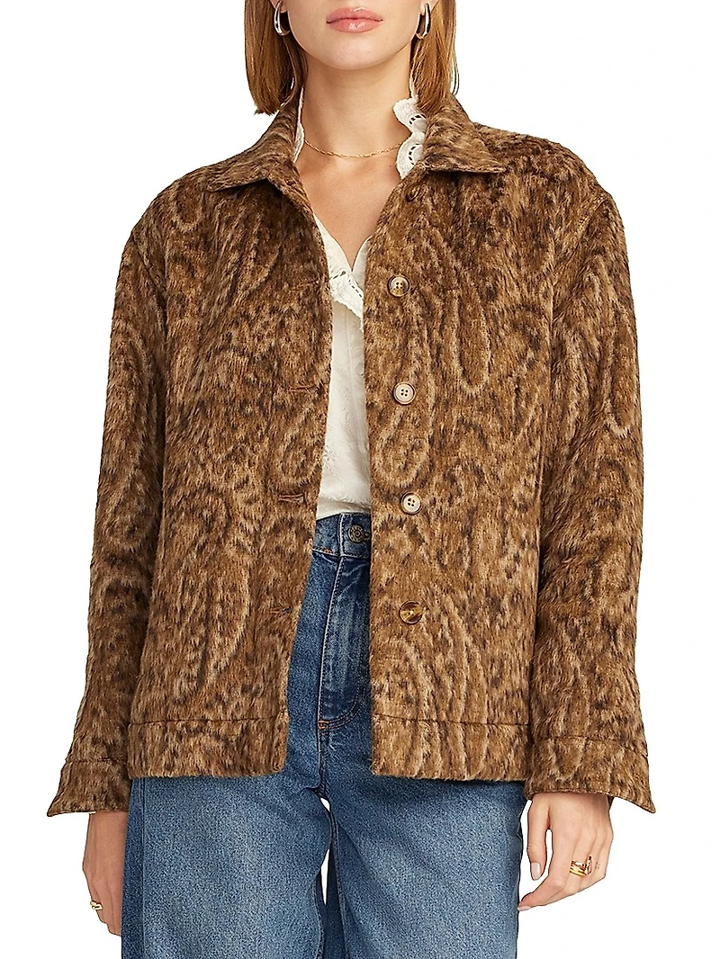 Camille Leopard-Print Button-Front Jacket