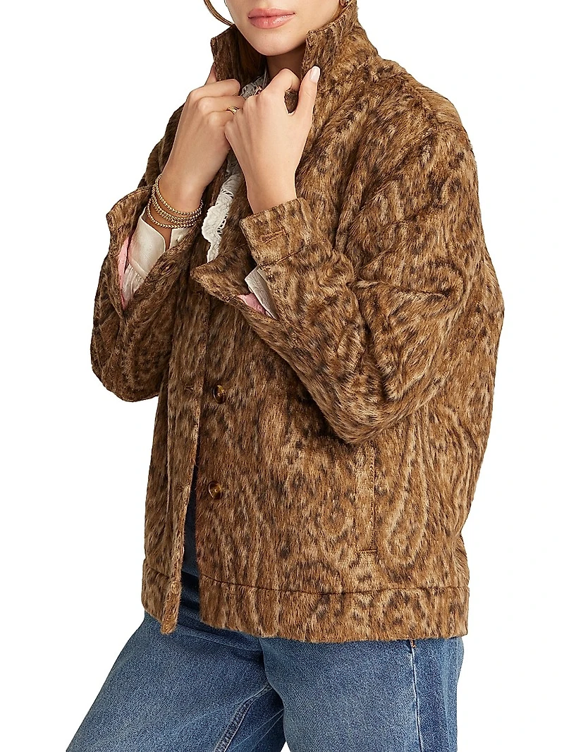 Camille Leopard-Print Button-Front Jacket