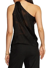 Addie Rose Jacquard One-Shoulder Top