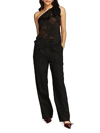 Addie Rose Jacquard One-Shoulder Top