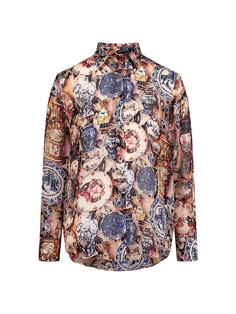 Carrie Printed Silk-Blend Long-Sleeve Shirt