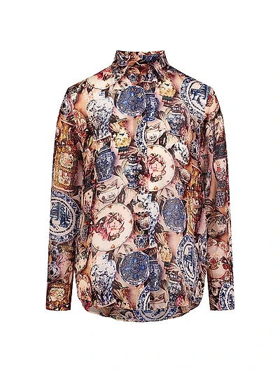 Carrie Printed Silk-Blend Long-Sleeve Shirt