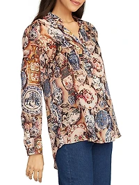 Carrie Printed Silk-Blend Long-Sleeve Shirt