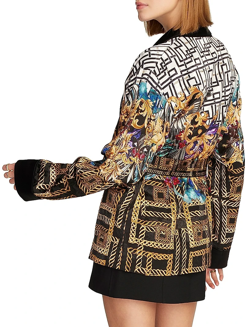 Yvonne Geometric-Print Belted Jacket