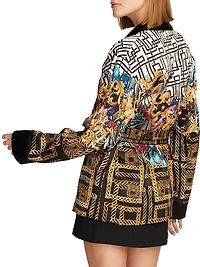 Yvonne Geometric-Print Belted Jacket