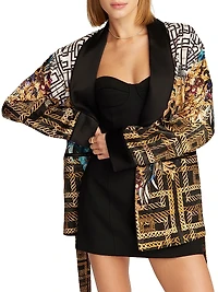 Yvonne Geometric-Print Belted Jacket