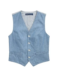 Cotton Chambray Button-Front Vest