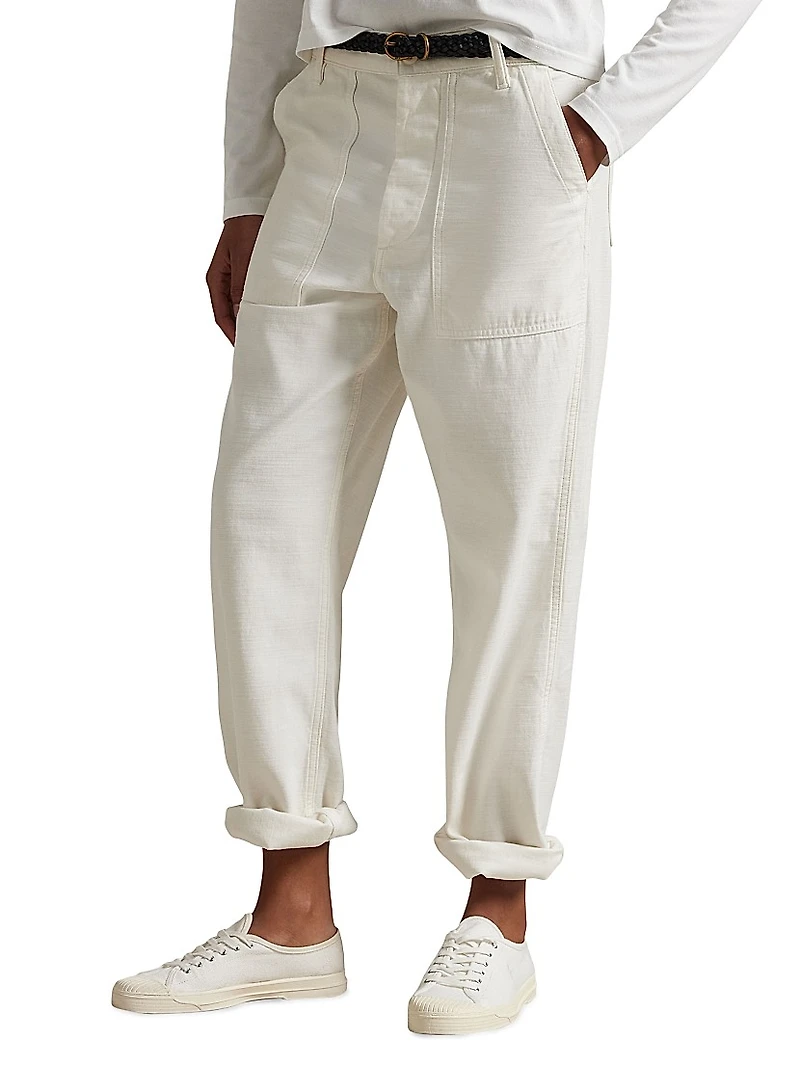 Ricky Sateen Straight-Leg Pants