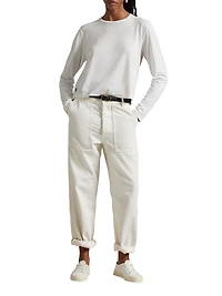 Ricky Sateen Straight-Leg Pants