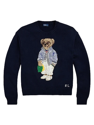 Polo Bear Cotton Crewneck Sweater
