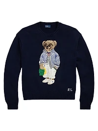 Polo Bear Cotton Crewneck Sweater