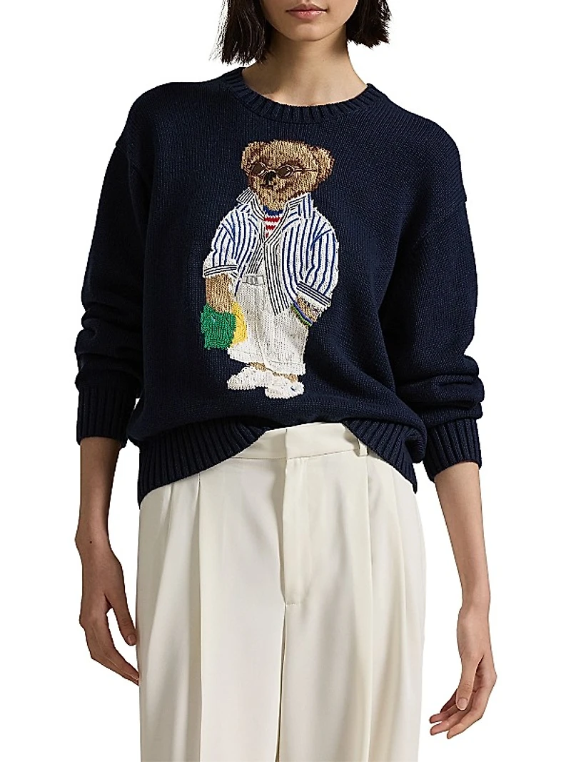 Polo Bear Cotton Crewneck Sweater