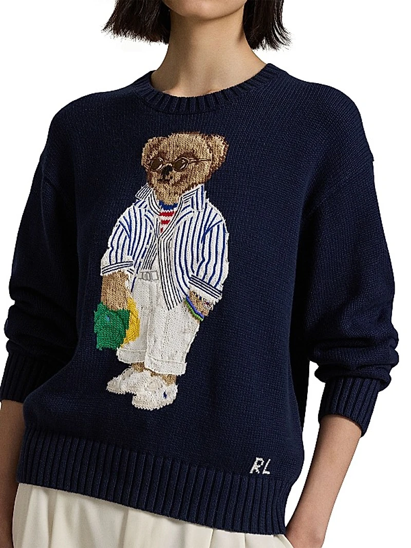 Polo Bear Cotton Crewneck Sweater