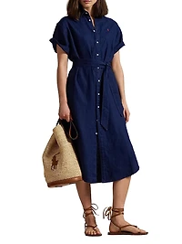 Linen Belted Shirtdress