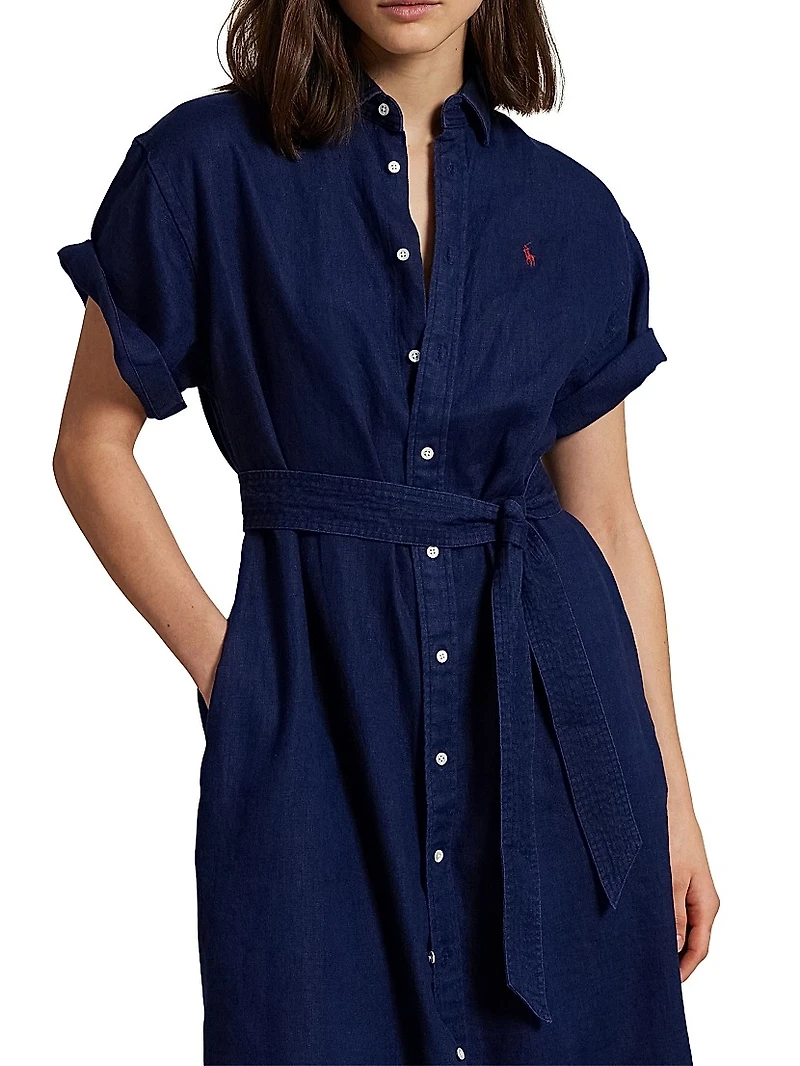 Linen Belted Shirtdress