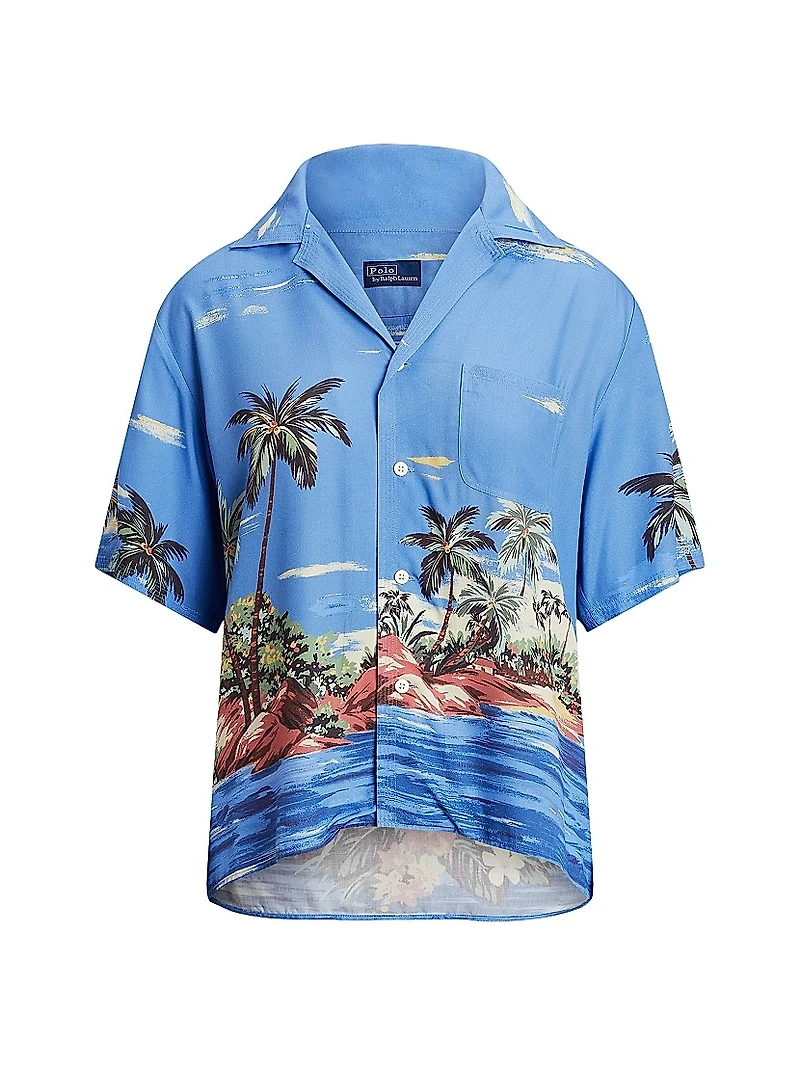 Tropical-Printed Button-Down Shirt