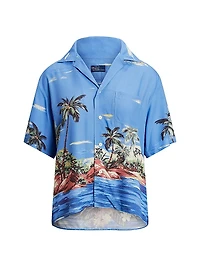 Tropical-Printed Button-Down Shirt
