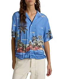 Tropical-Printed Button-Down Shirt