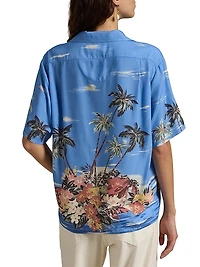Tropical-Printed Button-Down Shirt