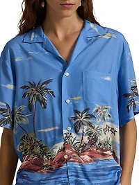 Tropical-Printed Button-Down Shirt
