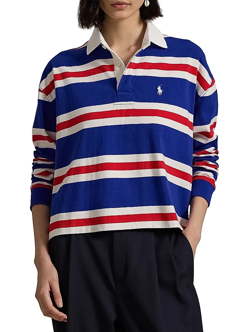 Striped Jersey Cropped Rugby Shirt